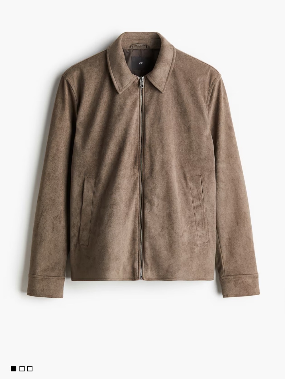 H&M Taupe Faux Suede Zip-Front Jacket